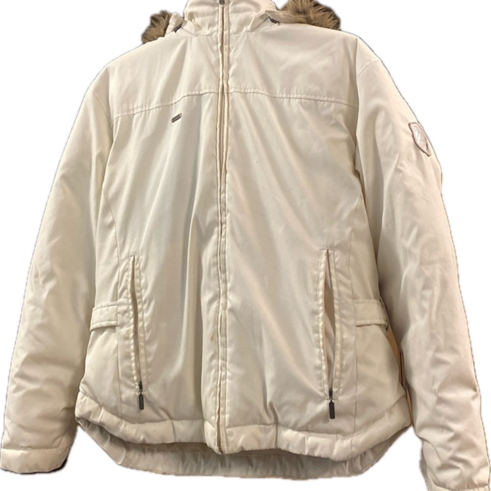 Columbia Women’s Large Down Coat with Fur Trimmed removable Hood